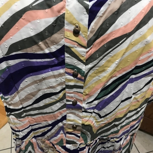 Anthropologie Faustina Dress 16 Colorful Midi Marbled Striped Preppy Chic Retro - Picture 9 of 15